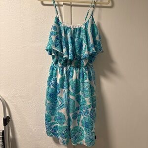 Lilly Pulitzer Turquoise, Aqua and White Printed Dress